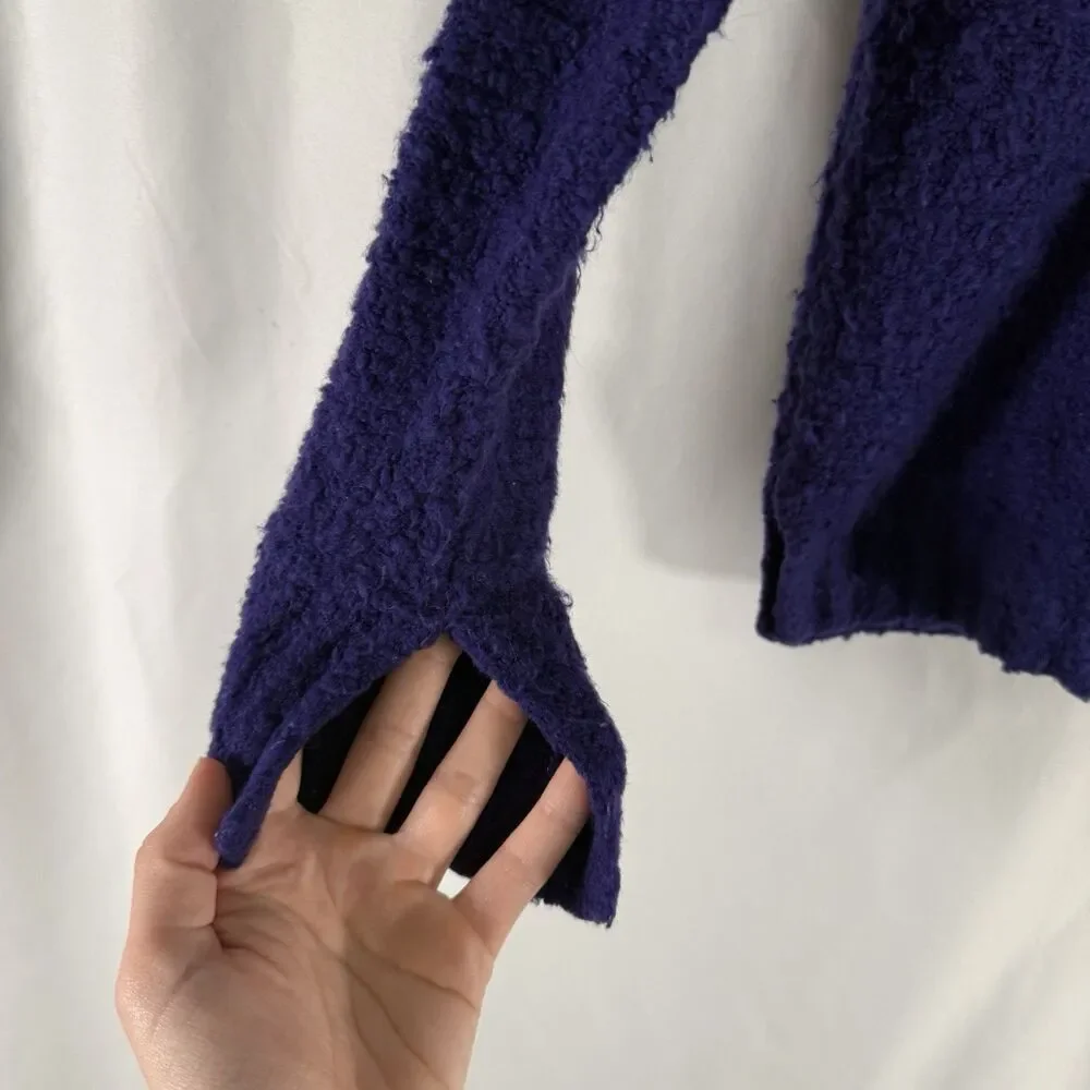Moth Anthropologie Sweater Women's XXSP Petite Purple Cold Shoulder Wool Blend